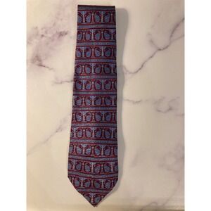 Club Room Mens Silk Paisley Tie Burgundy Blue Made in Italy WPL 8046 Necktie
